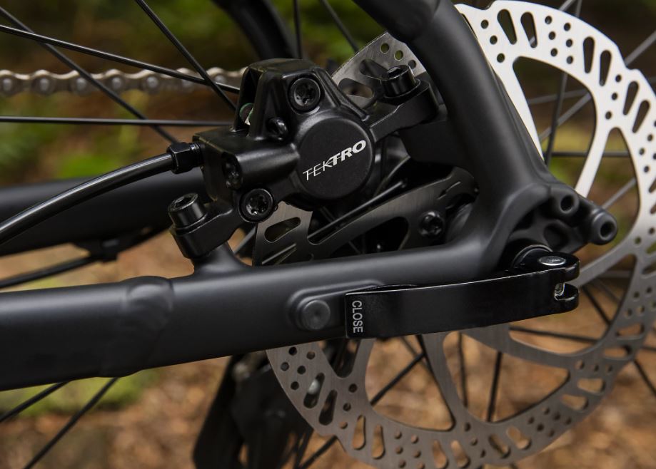 close up of mountain bike disc brakes
