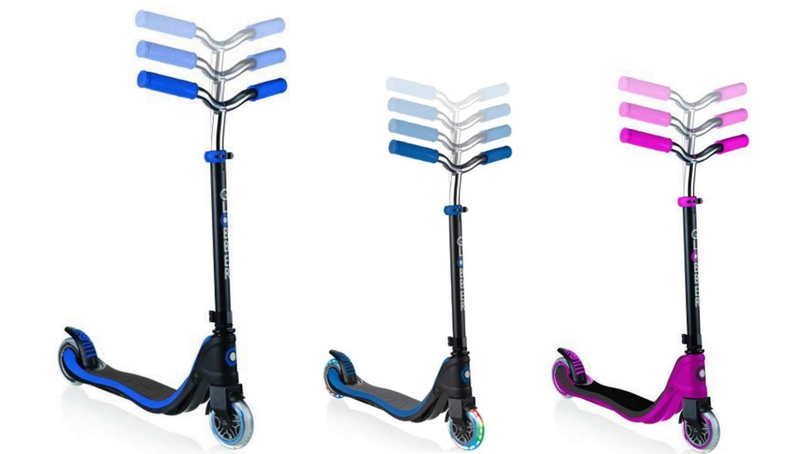 different colours of Globber scooters